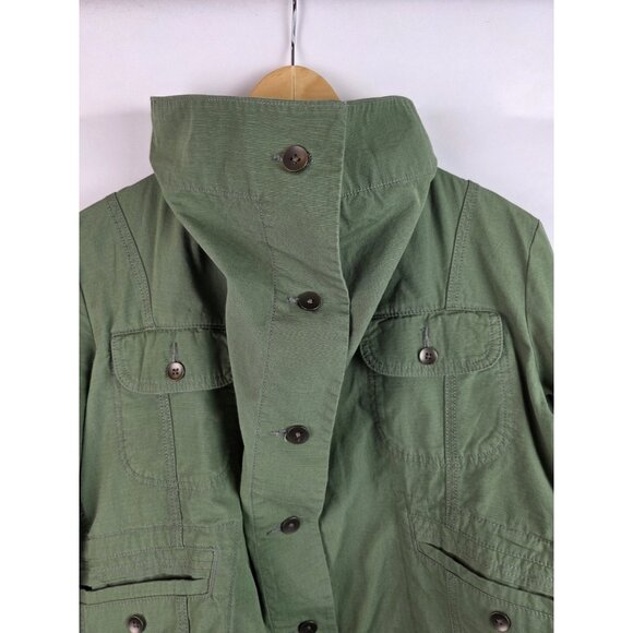 Eddie Bauer Ripstop Women's Jacket Size Large Green Cropped Military Coat - Picture 11 of 16
